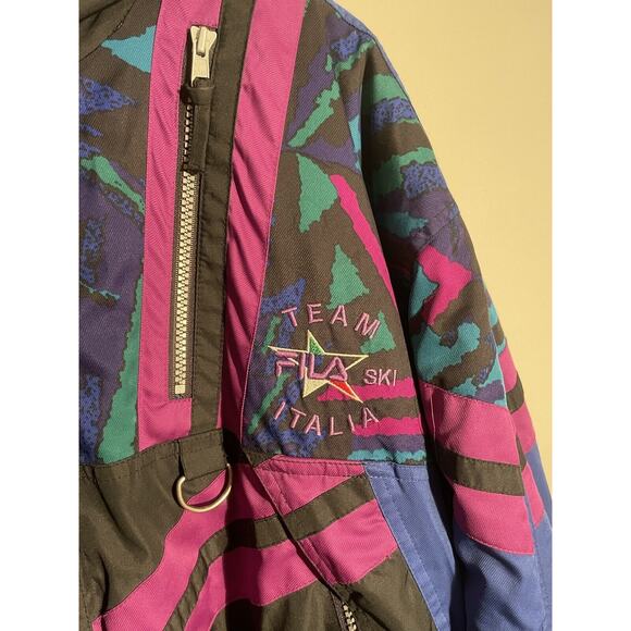 Vintage Fila Team Italia Ski Jacket Coat Hooded Retro Thermore Size 46 - Picture 3 of 15